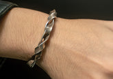 Twisted Silver Cuff Bangle For Him